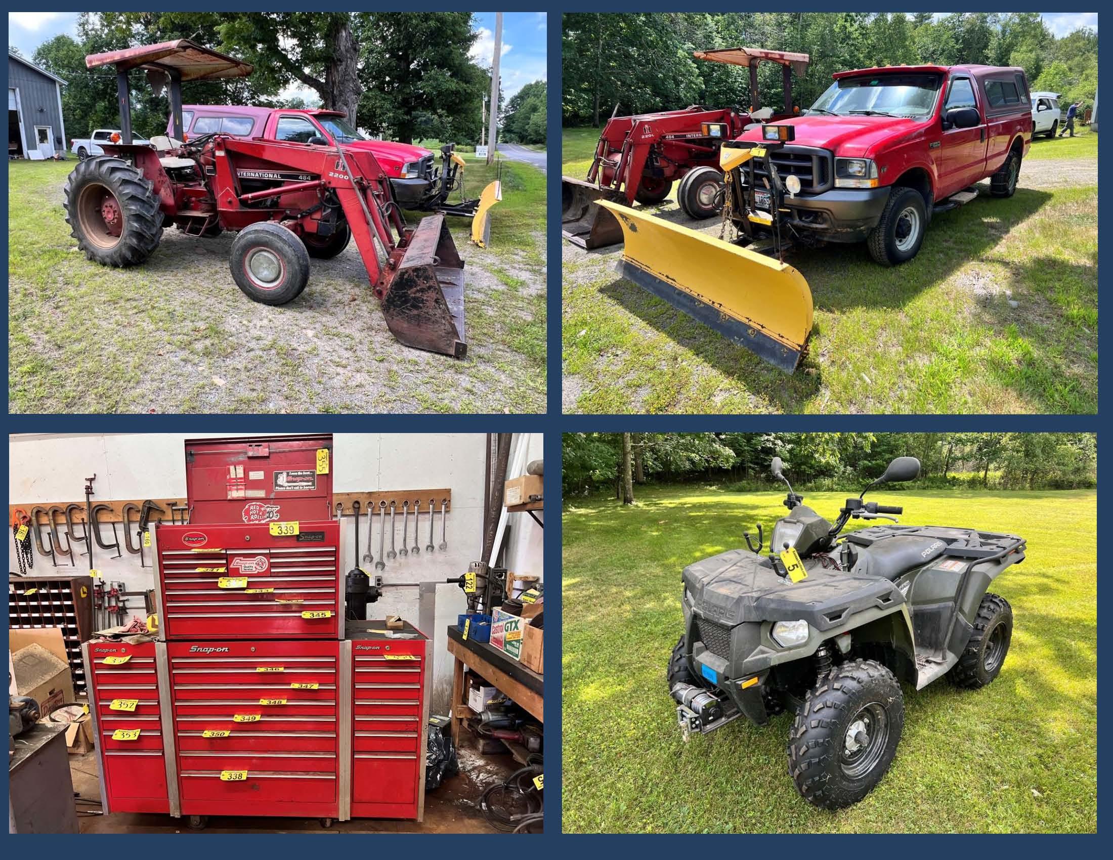 PUBLIC TIMED ONLINE AUCTION INTL TRACTOR, WELDERS, PLOW TK, SNAP-ON, ATVS Auction