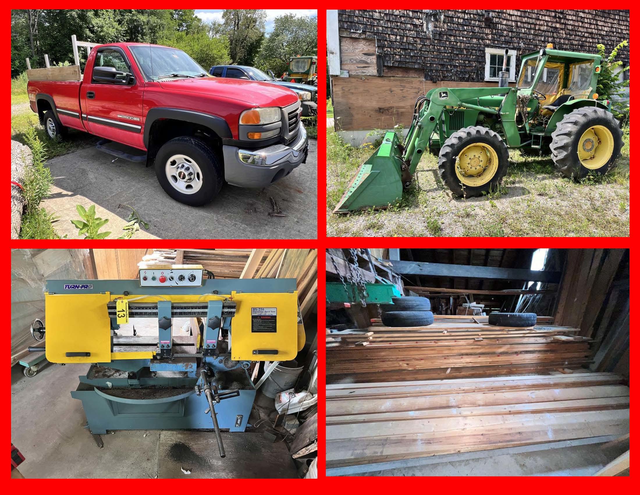 PUBLIC TIMED ONLINE AUCTION, JD TRACTORS, VEHICLES, MACHINE SHOP, WOODWORKING, LUMBER INV.  Auction