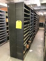 14 SECTIONS OF METAL PARTS SHELVING, 36'W X 84