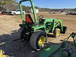 JOHN DEERE 855 COMPACT TRACTOR, LOADER, MOWER DECK Auction Photo